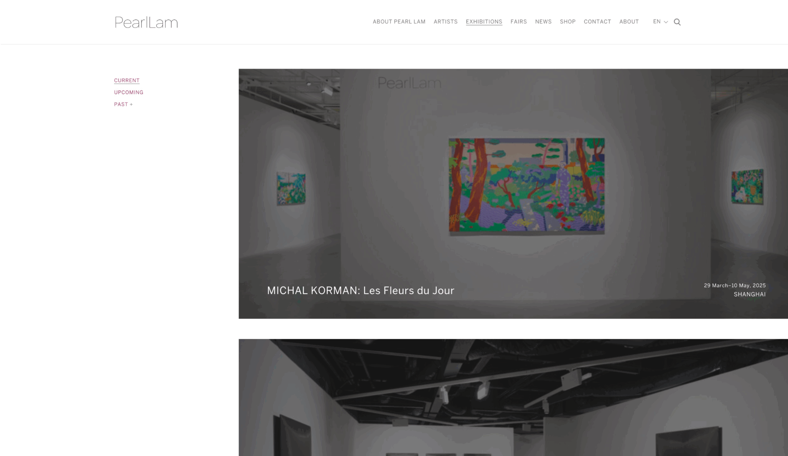 Pearl Lam Galleries project screenshot by React Digi