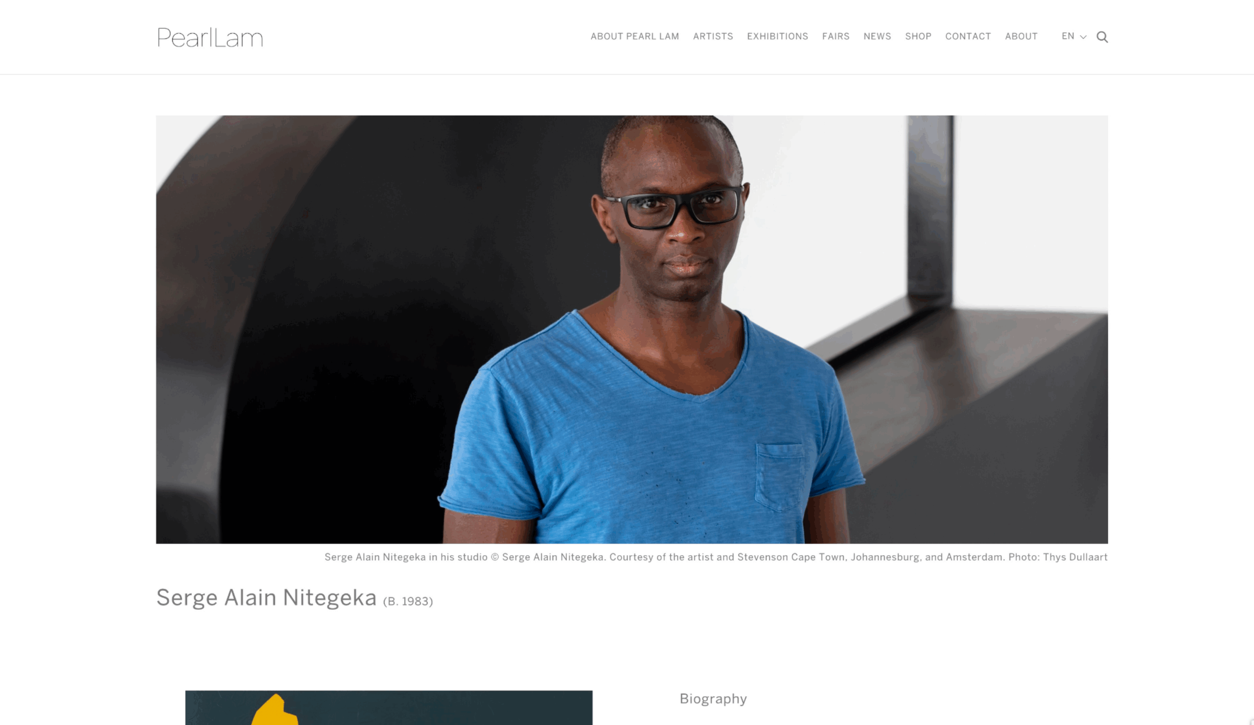 Pearl Lam Galleries project screenshot by React Digi